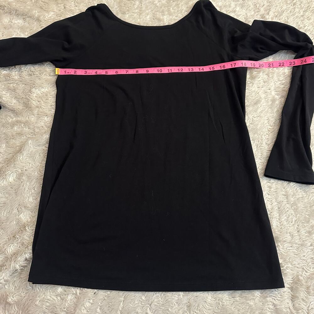 Vince Large Black Cotton Boat Neck Open Back Tunic Long Sleeve Tee Tshirt - Picture 6 of 8